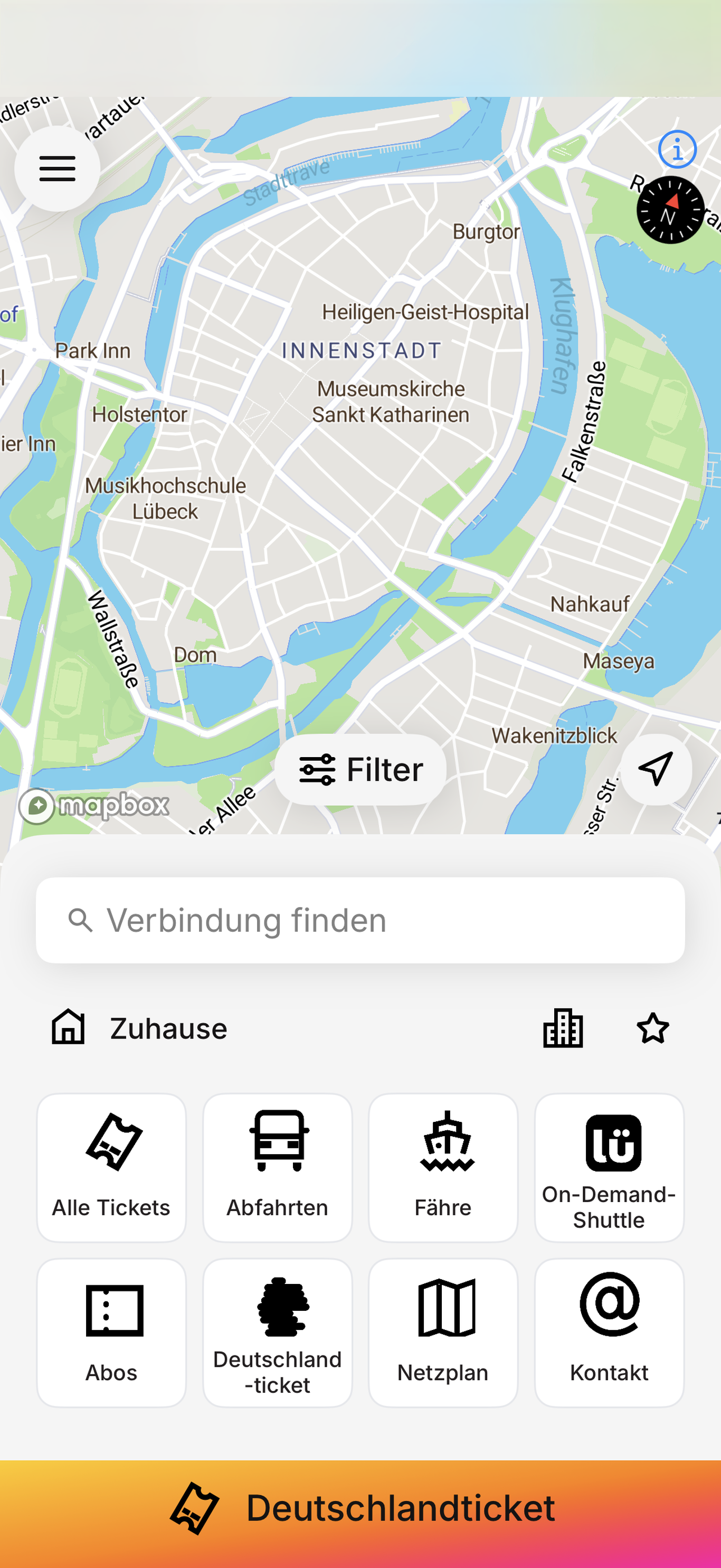 Screenshot der Lümobil App mit dem Hinweis, dass das Deutschlandticket hinterlegt ist