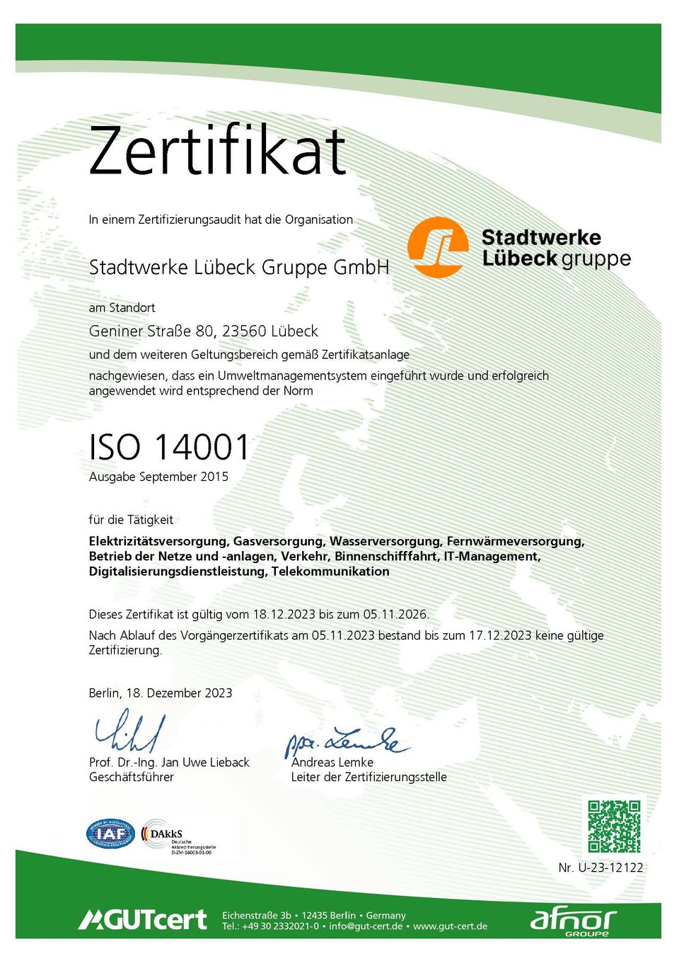 ISO 14001: Stadtwerke Lübeck Gruppe (Seite 1)