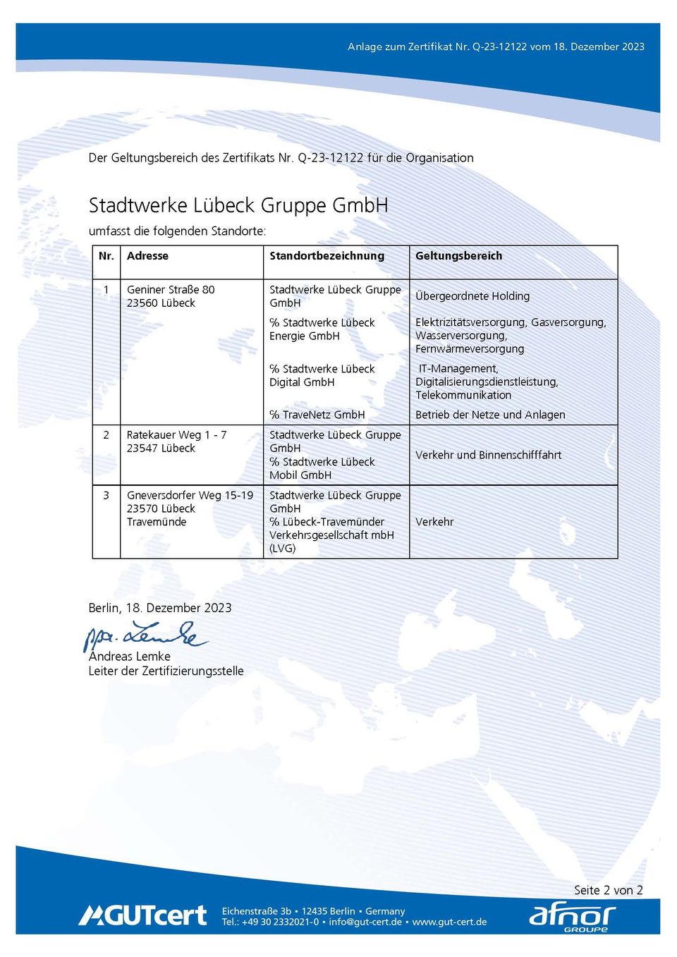 ISO 9001: Stadtwerke Lübeck Gruppe (Seite 2)