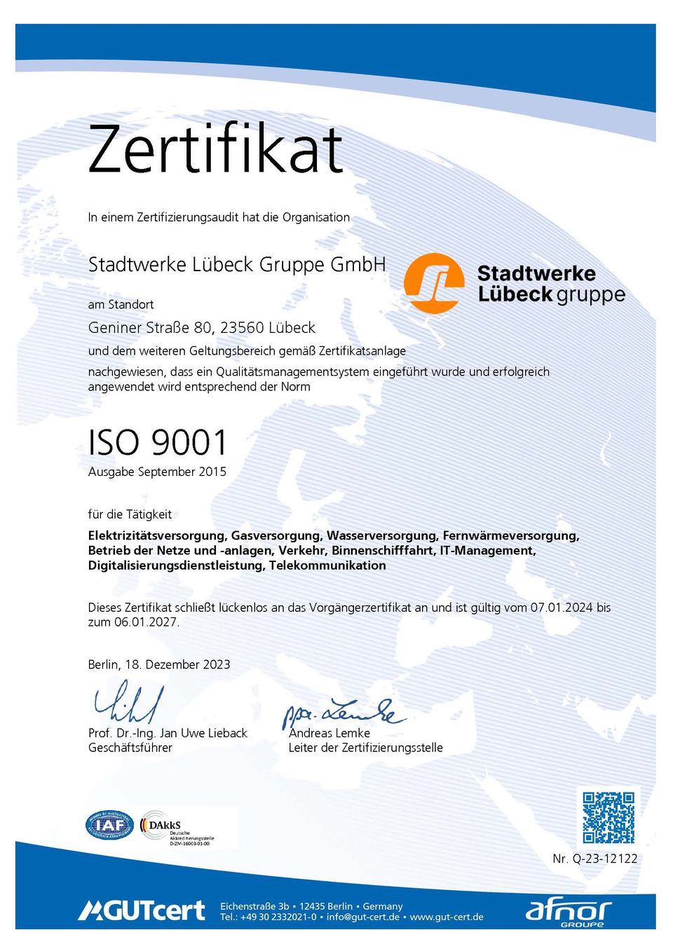ISO 9001: Stadtwerke Lübeck Gruppe (Seite 1)