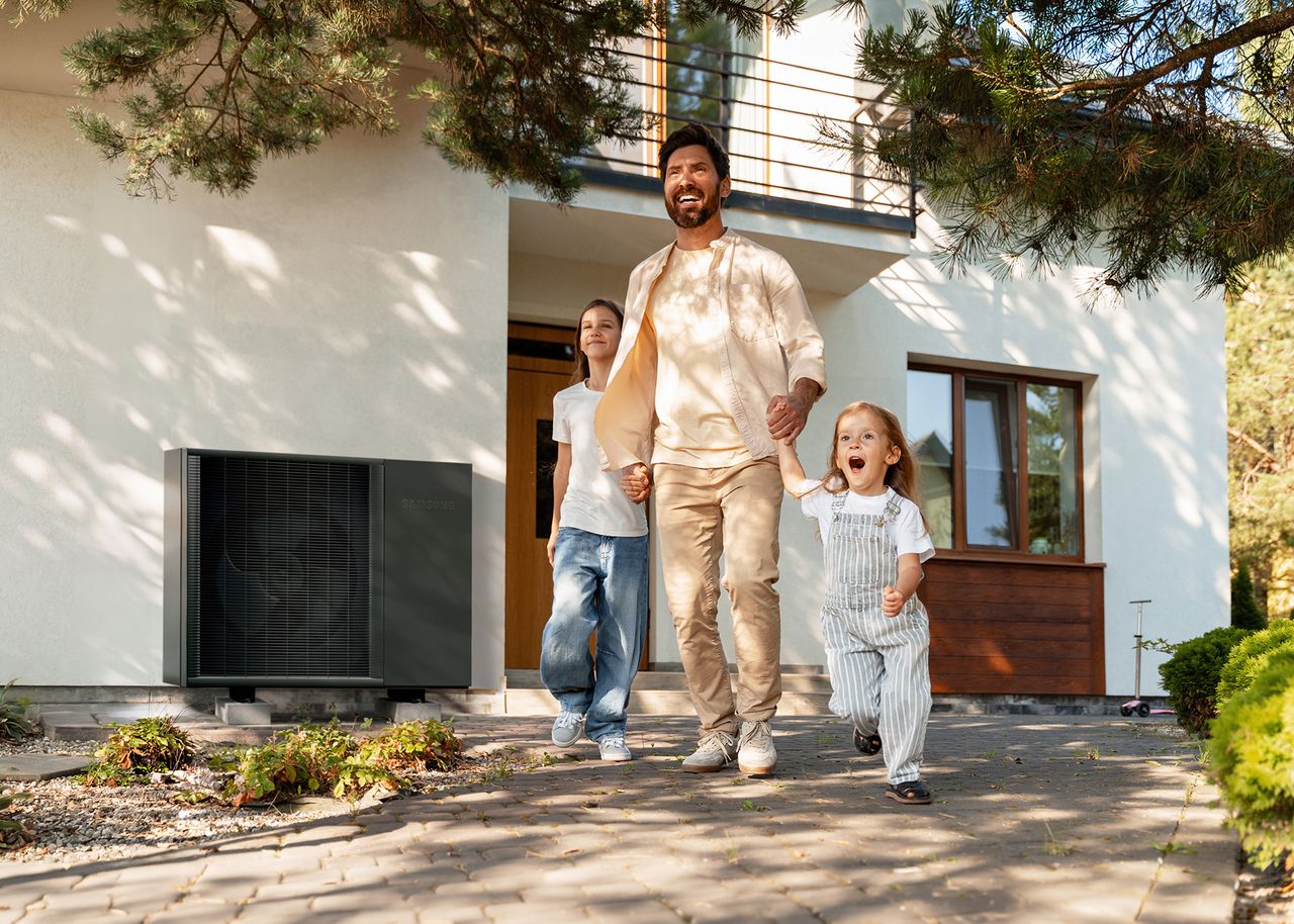 Familie mit Wärmepumpe