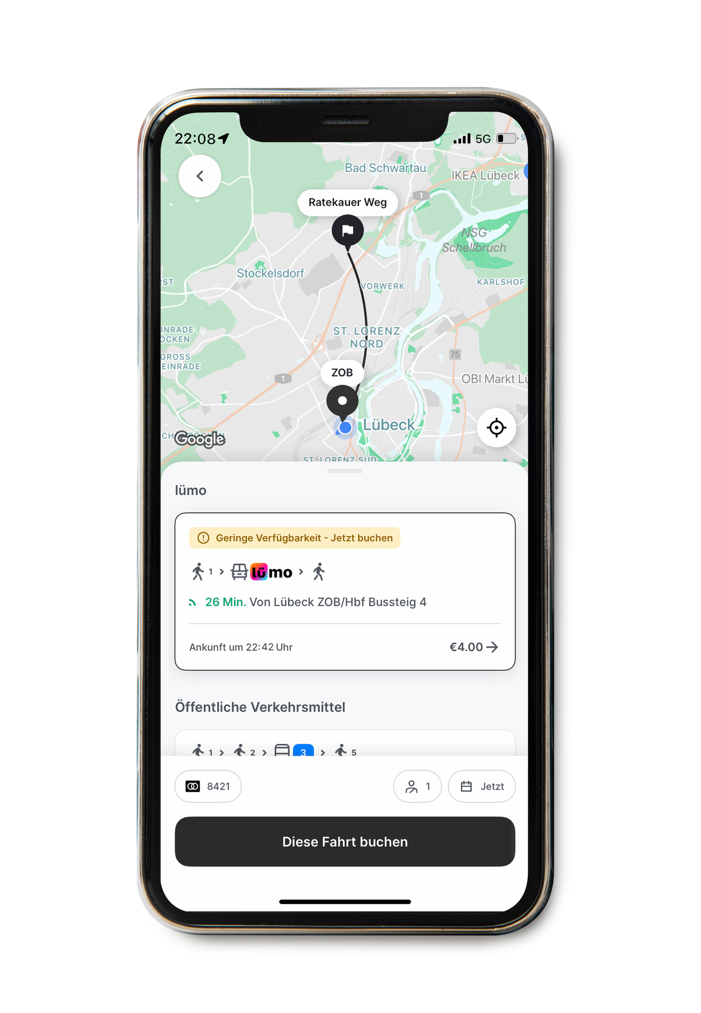 Handy zeigt mögliche Verbindungen in lümo-App