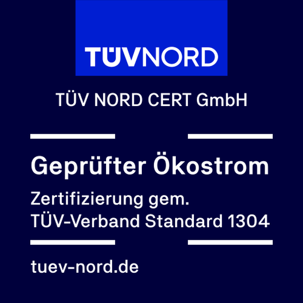Badge TÜV Nord geprüfter Ökostrom